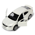 Модель ин. мет. "Skoda Octavia" 12см, двери, багаж, белый коробка OCTAVIA-12-WH (Технопарк)