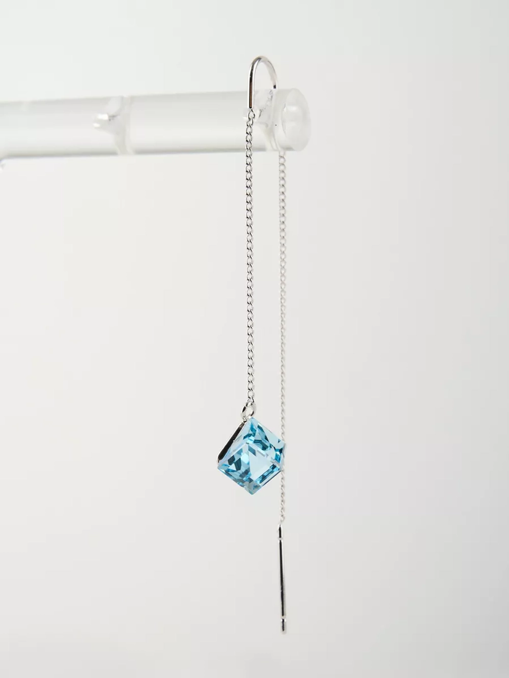 Серьги-протяжки Миражи с голубыми кубиками Swarovski
