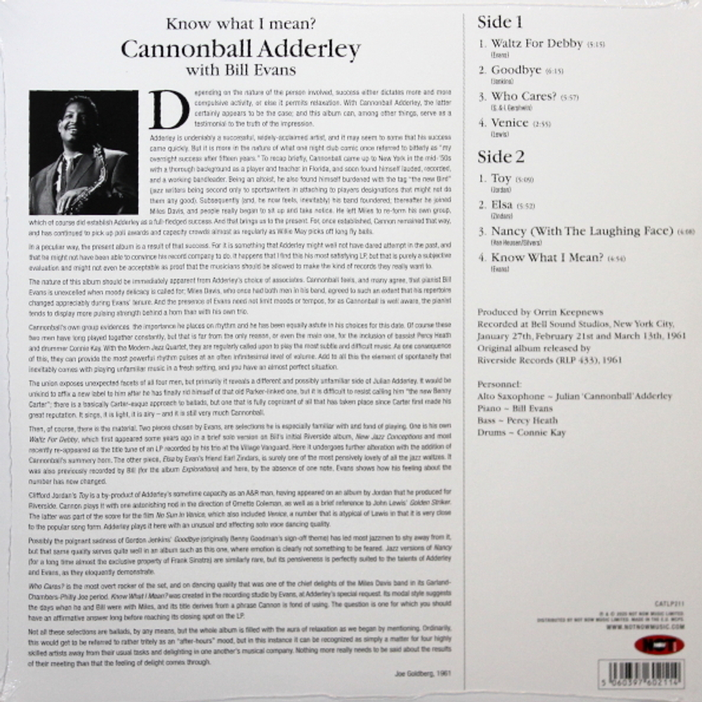 Cannonball Adderley With Bill Evans / Know What I Mean (LP)
