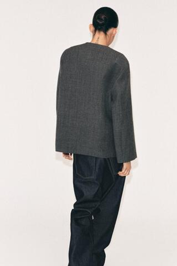 ZARA БЛЕЙЗЕР ИЗ ШЕРСТИ — ZW COLLECTION, СЕРЫЙ