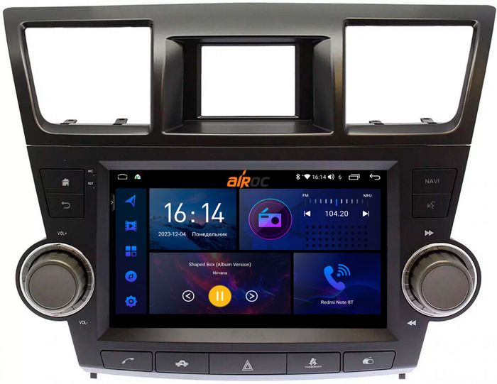 Магнитола для Toyota Highlander 2 2007-2013 XU40 - AIROC 2K RI-1122B Android 12, Быстрая, QLed+2K, CarPlay, SIM-слот (кнопки + крутилки)