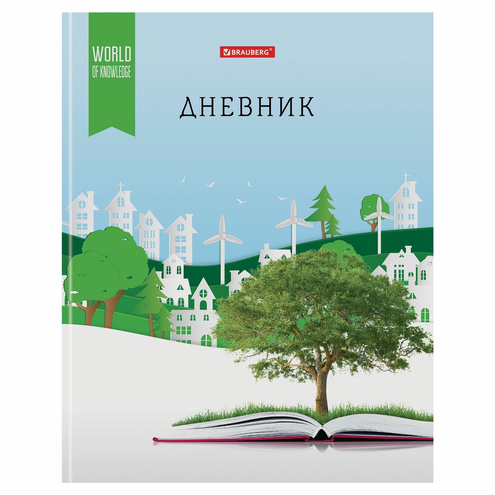 Дневник 5-11 класс 48 л., твердый, BRAUBERG, глянцевая ламинация, с подсказом, "Мир знаний", 105583