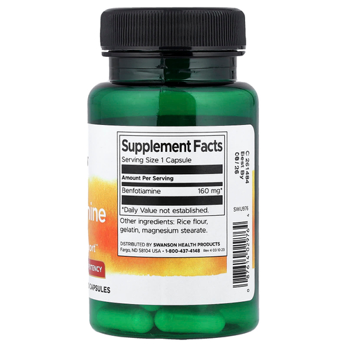 Swanson Vitamins, Бенфотиамин, высокоэффективный, 160 мг, 60 капсул