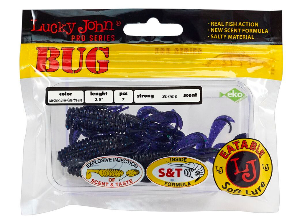 Твистеры съедобные LJ Pro Series BUG 2.5in (6,35 см), цв. T52, 8 шт.
