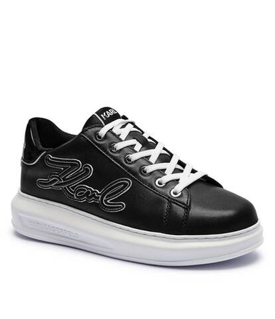 Кожаные кроссовки kapri signia emboss Karl Lagerfeld - черный(KL62511A)