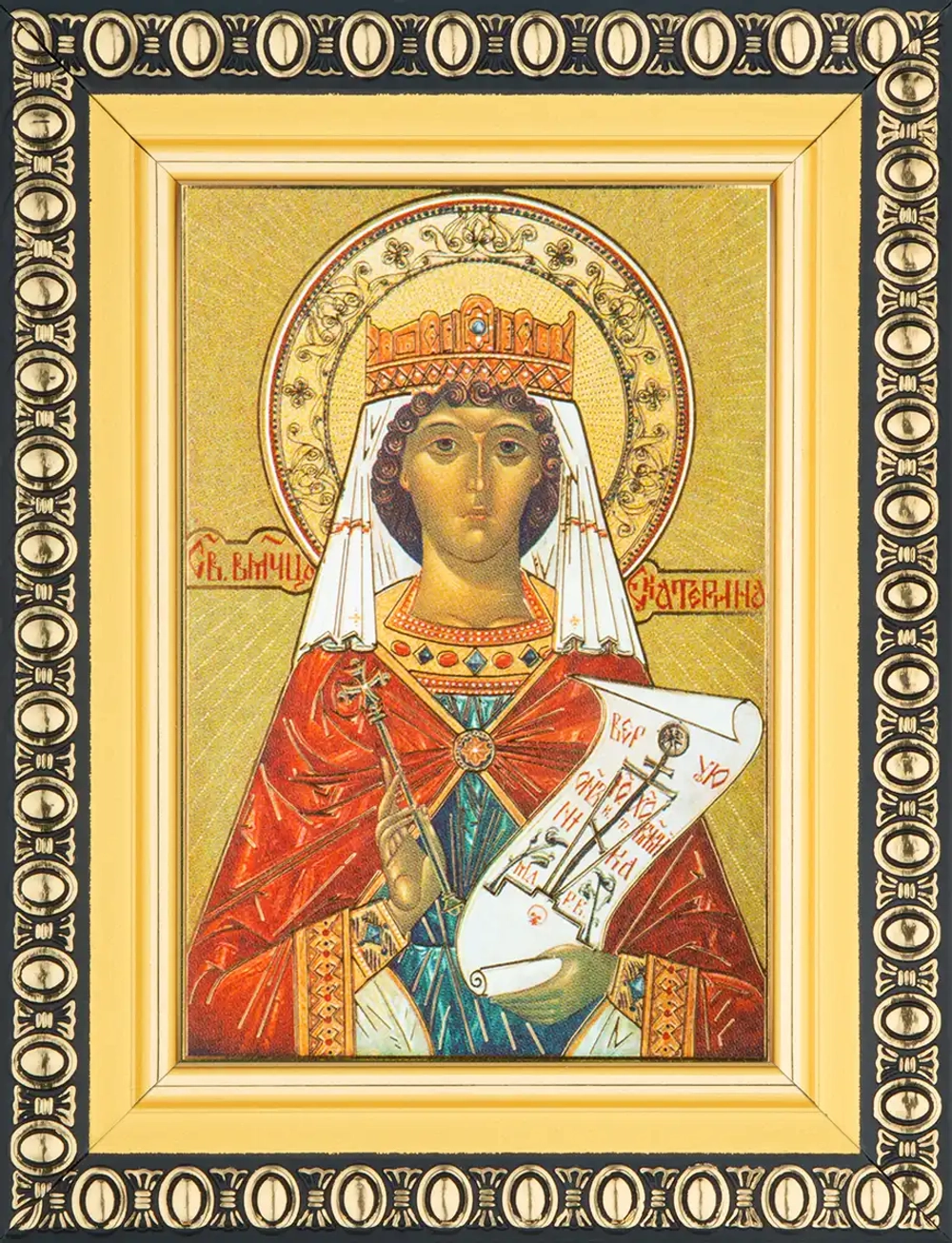 Икона "Екатерина Александрийская" 6х9 в раме 8х11