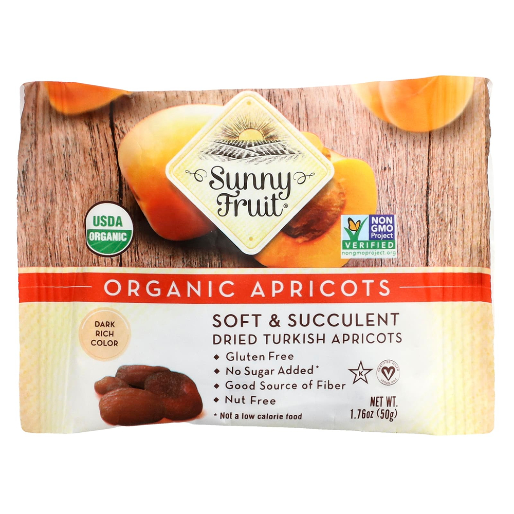 Sunny Fruit, органические курага, 5 порционных пакетиков по 50 г (1,76 унции)
