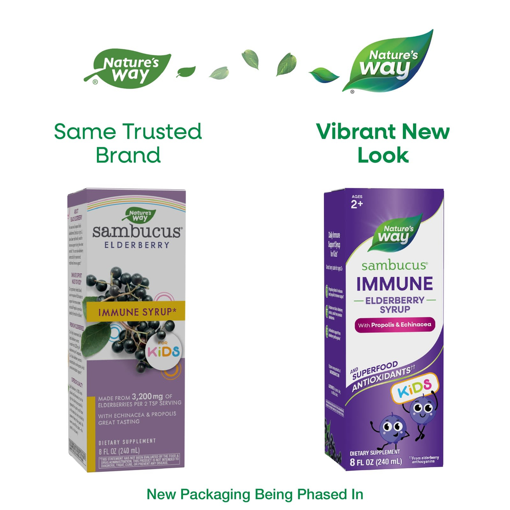 Nature's Way, Kids Sambucus®, сироп из бузины для укрепления иммунитета, для детей от 2 лет, 240 мл (8 жидк. унций)