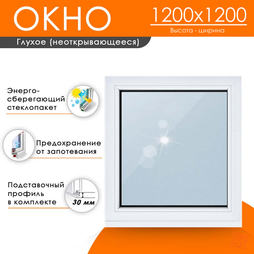 Пластиковое окно 1200 х 1200 ТермА Эко с глухой створкой