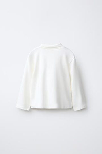 ZARA ОДНОТОННЫЙ ТОП С ВОРОТНИКОМ-СТОЙКОЙ, БЕЛЫЙ
