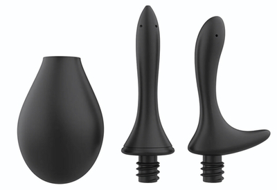 Черный анальный душ Nexus Anal Douche Set с 2 сменными насадками (Цвет: черный)