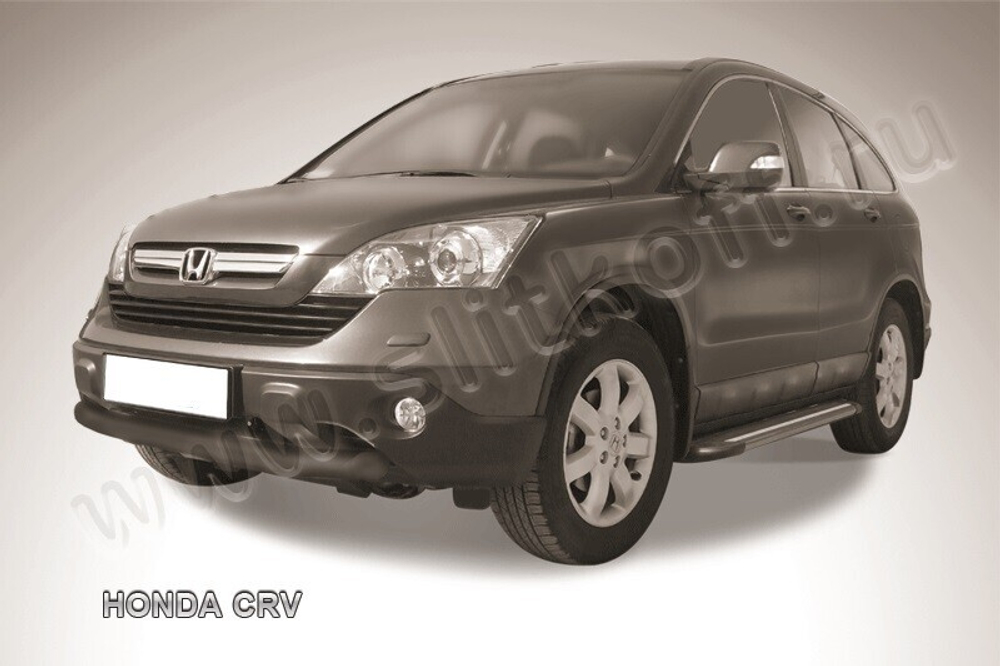 Защита переднего бампера (нержавейка) Honda CR-V (2006-2009) d76 (черный)