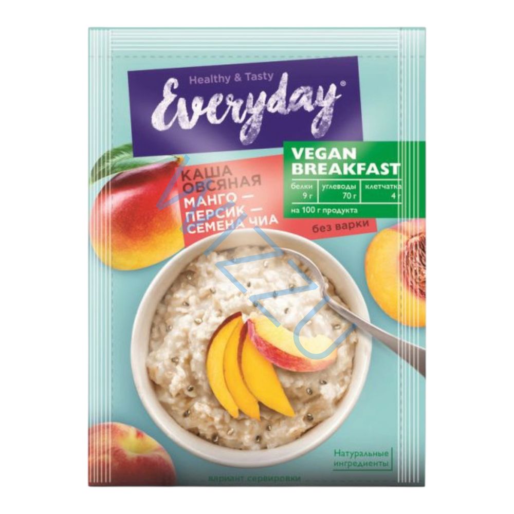 Каша Everyday Vegan овсяная Манго-персик-семена чиа 36г