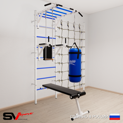 Шведская стенка Sv Sport усиленная 65320 (Турник рукоход/Брусья/Скамья/Трапеция/Цепь/Мешок 22кг/Канатный лаз)