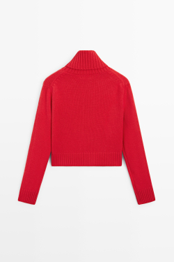 Massimo Dutti Короткий свитер из 100% кашемира, красный