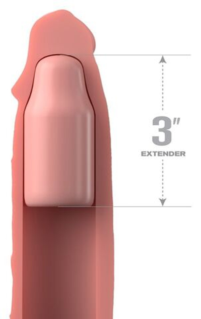 Телесная насадка-удлинитель 3 Inch Silicone Mega X-tension - 22,9 см. (Цвет: телесный)