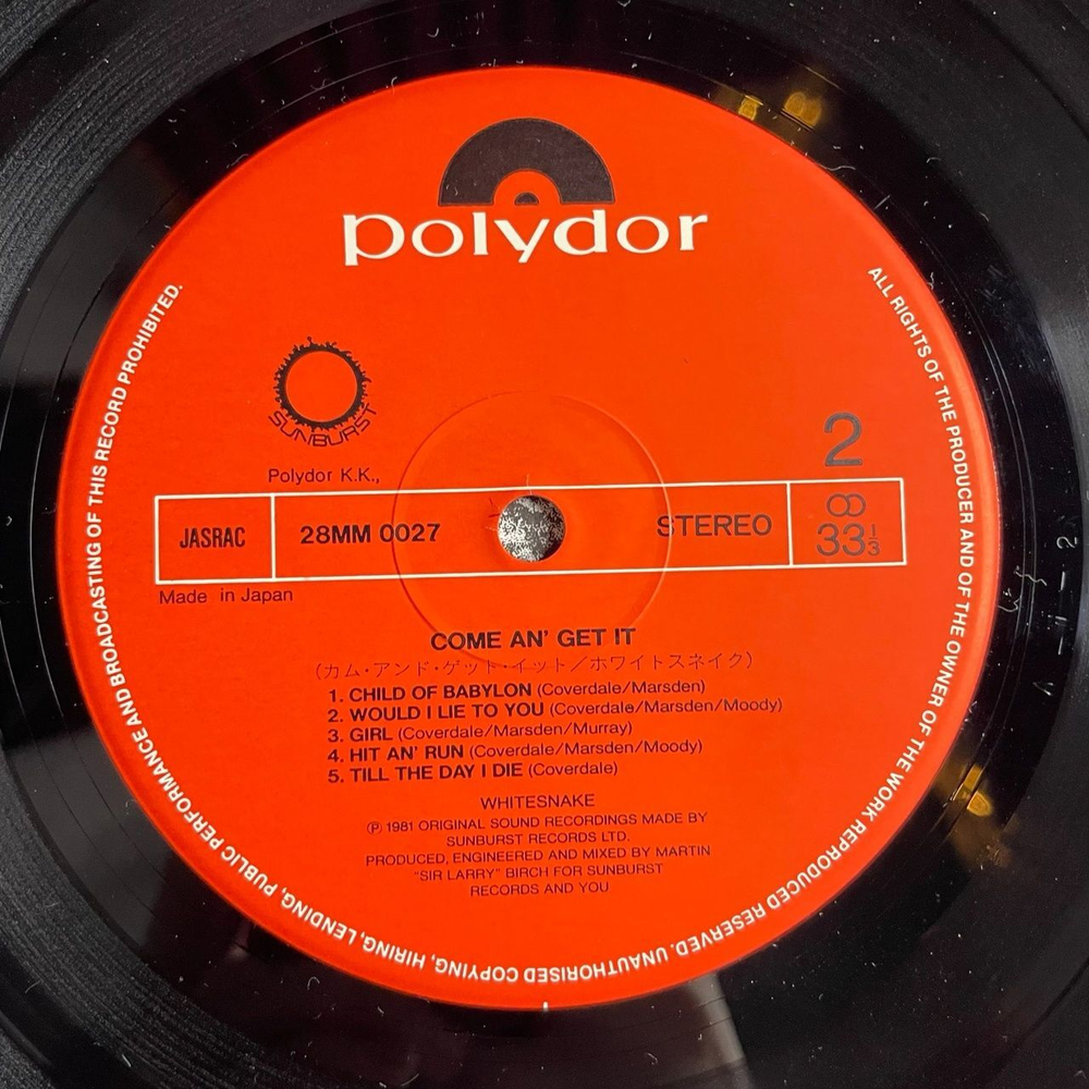 Винтажная виниловая пластинка LP Whitesnake Come An Get It (Japan 1981) (No Obi) Hot Stuff
