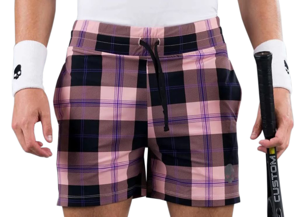 Мужские теннисные шорты Hydrogen Tartan Shorts - pink/black
