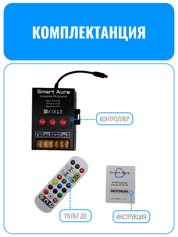 Умный Wi-Fi RGB-контроллер Smart Aura (4 контакта)