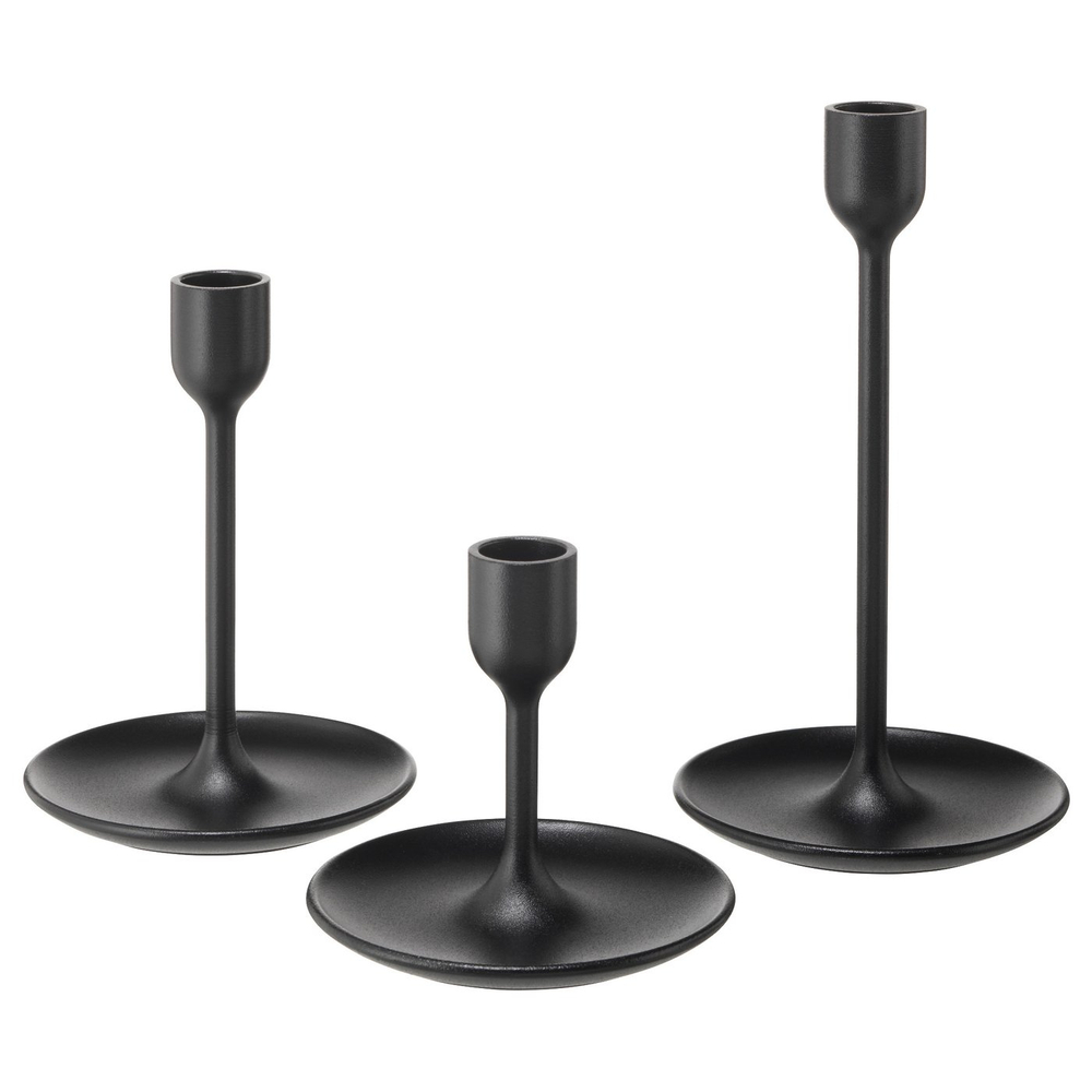 IKEA FULLTALIG  (ИКЕА ФУЛЛТАЛИГ)  -  Подсвечники, 3 шт. - чёрный