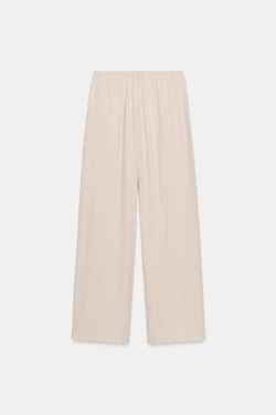 ZARA БРЮКИ ПРЯМОГО КРОЯ ИЗ СТРУЯЩЕЙСЯ ТКАНИ, ЭКРЮ