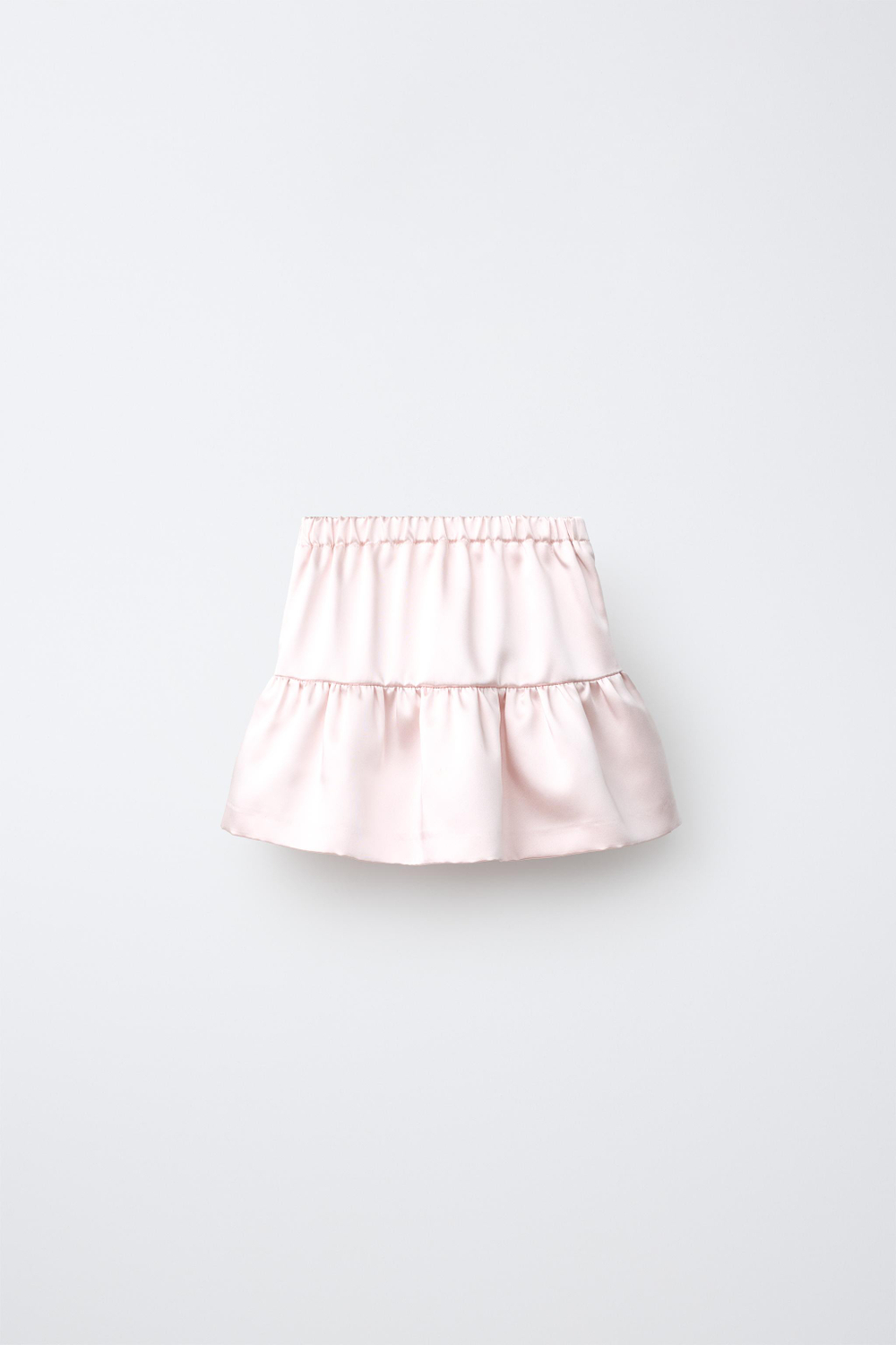 ZARA АТЛАСНАЯ ЮБКА С БАНТОМ, ПАСТЕЛЬНО-РОЗОВЫЙ