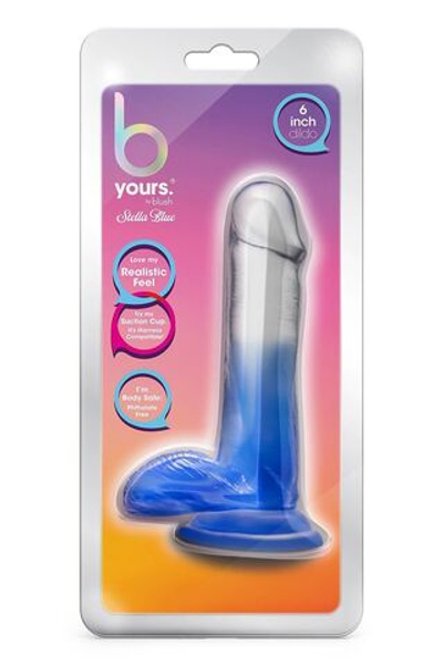 Синий фаллоимитатор Stella Blue - 16,5 см. (Цвет: синий)