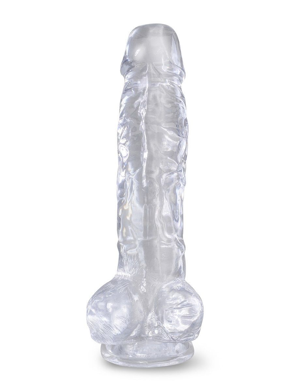 Прозрачный фаллоимитатор 8 Cock with Balls - 22,2 см. (Цвет: прозрачный)