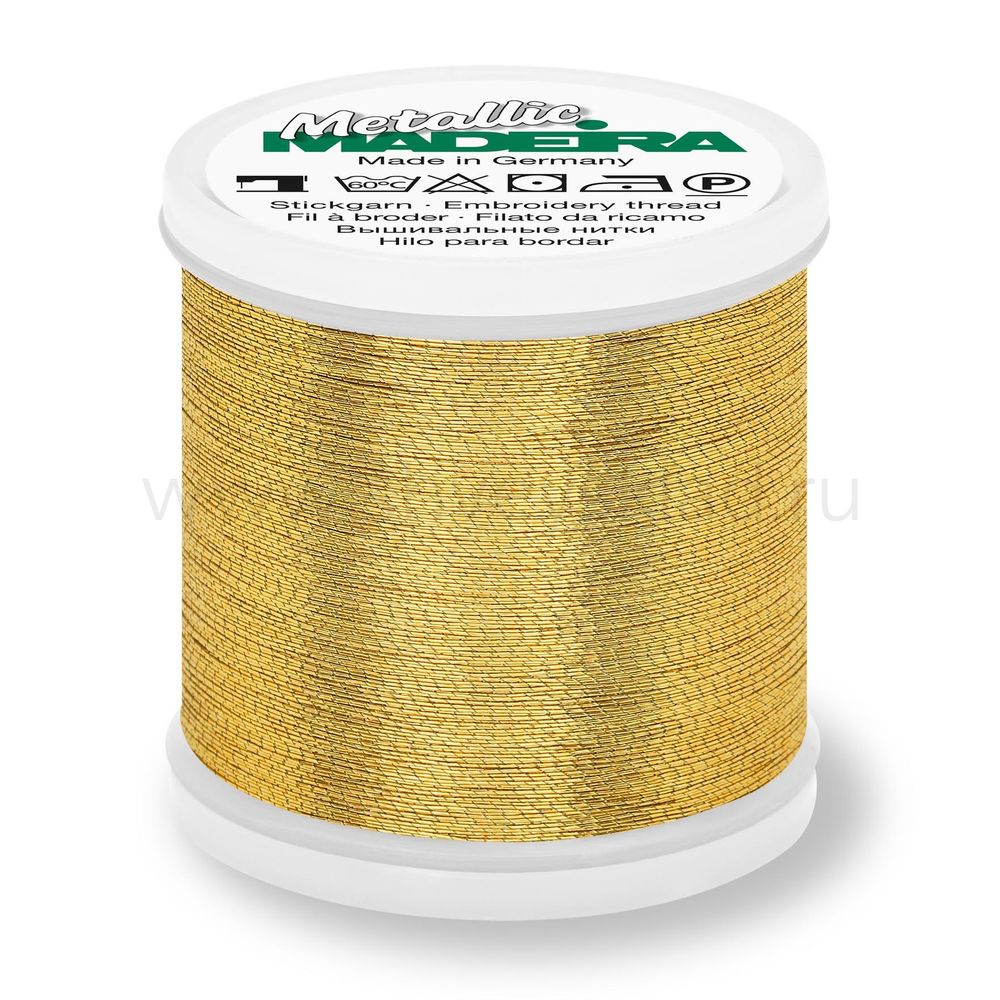 Нитки вышивальные металлизированные Madeira Metallic №40, 200 м, цв. Gold 7, 9842, 5 катушек