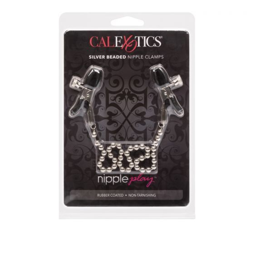 Цепь с зажимами для сосков Silver Beaded Nipple Clamps (Цвет: серебристый)