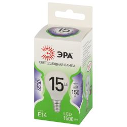 Лампа светодиодная ЭРА GREEN LINE LED P45-15W-865-E14 GL 15Вт шар холодный свет E14 | Лампы cветодиодные Шар (G/P)