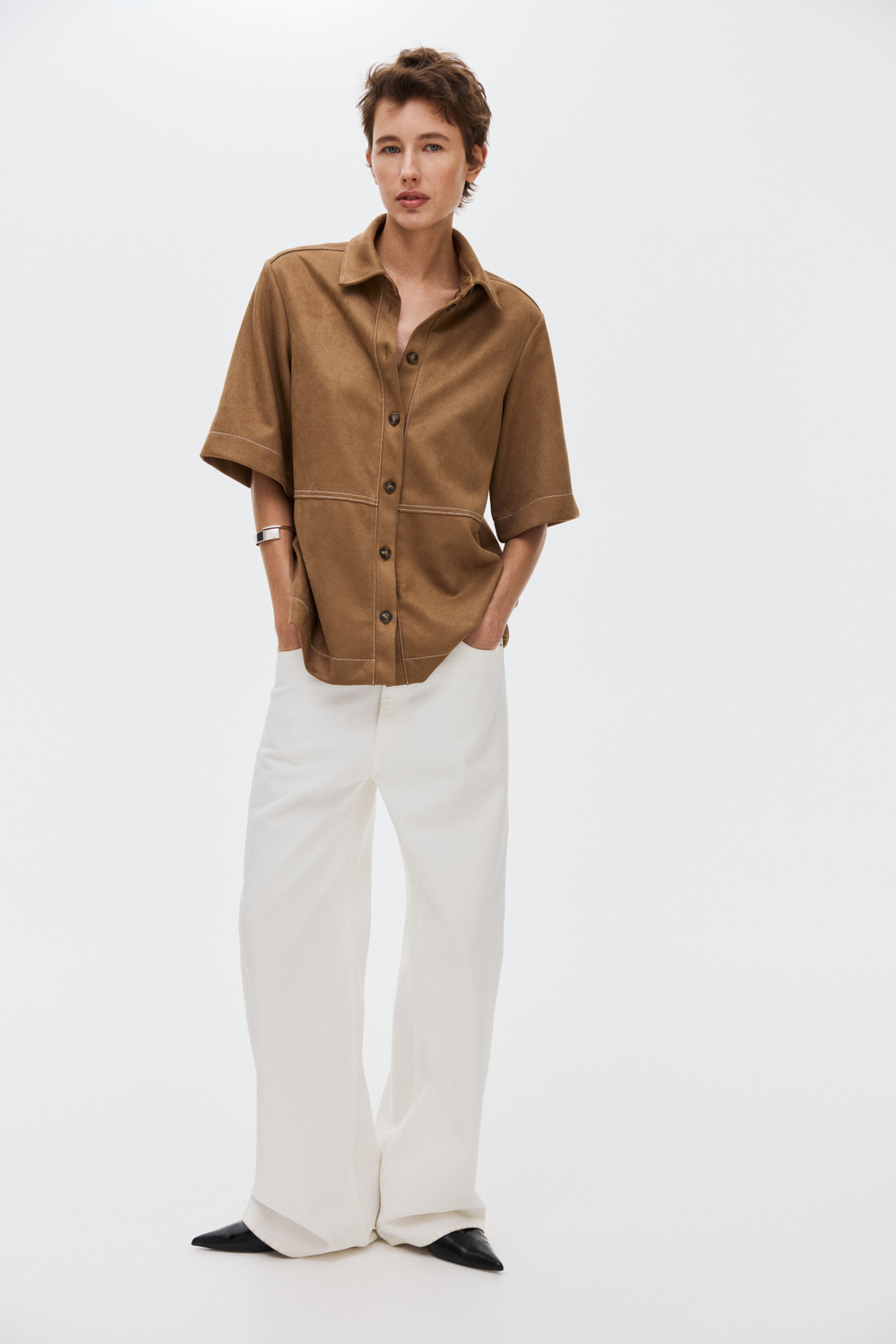 Рубашка с рукавами до локтя - H&M