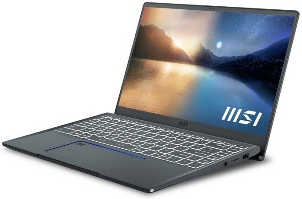 Ноутбук MSI Prestige 14 A11SCX-052RU Intel Core i7 1185G7, 3.0 GHz - 4.8 GHz, 32768 Mb, 14" UHD 3840x2160, 1000 Gb SSD, DVD нет, nVidia GeForce GTX 1650 4096 Mb, Windows 10 Home, серый, 1.29 кг, 9S7-14C412-052