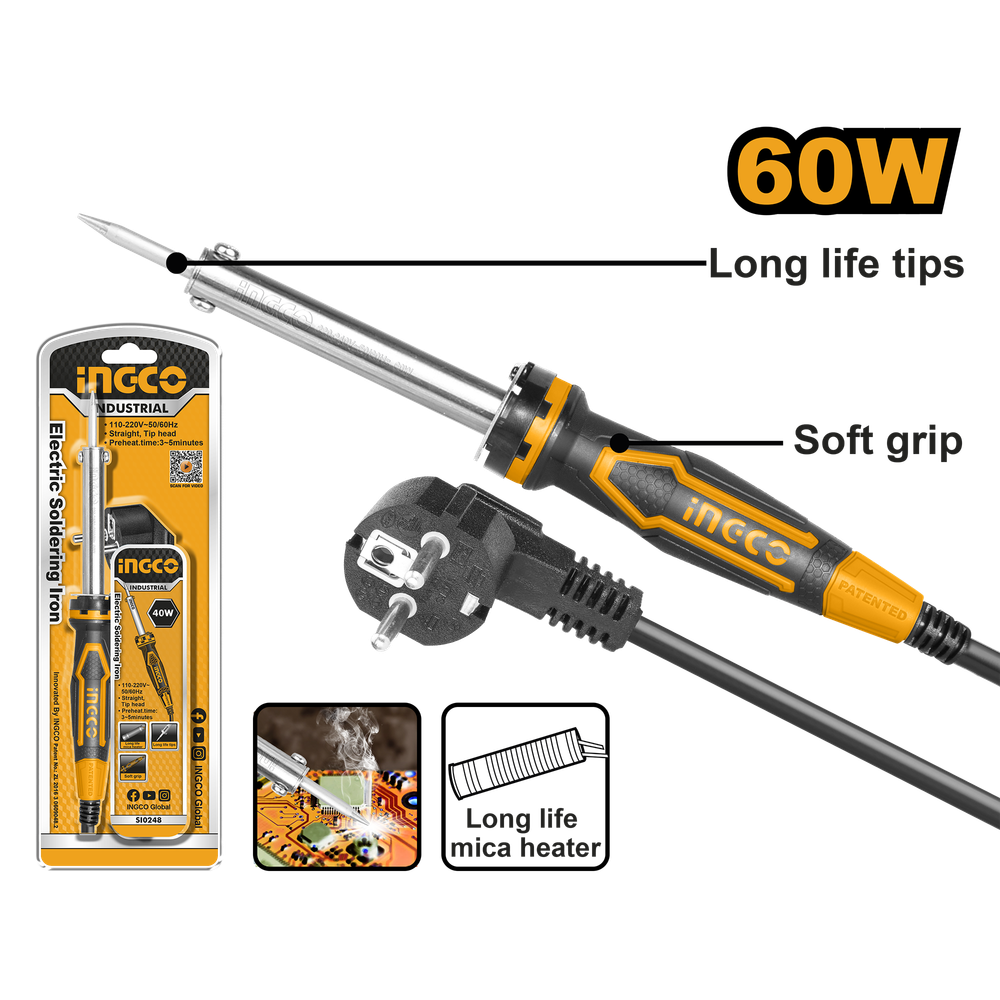 Паяльник электрический INGCO SI0268 INDUSTRIAL 60 Вт Паяльник электрический INGCO SI0268 INDUSTRIAL 60 Вт