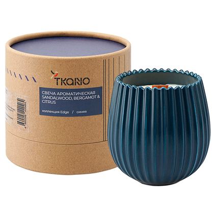 Свеча ароматическая Tkano Edge Sandalwood Bergamot & Citrus синяя 60ч