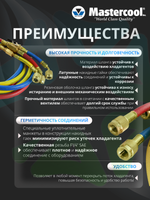 Комплект зарядных шлангов 3 шт 90262-60 по 150 см с накидными гайками F 1/4" SAE и шаровыми вентилями