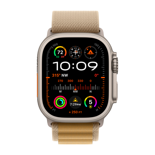Умные часы Apple Watch Ultra 2 (2024) GPS + Cellular, 49mm, Natural Titanium Case with Tan Alpine Loop S, (Песочный)