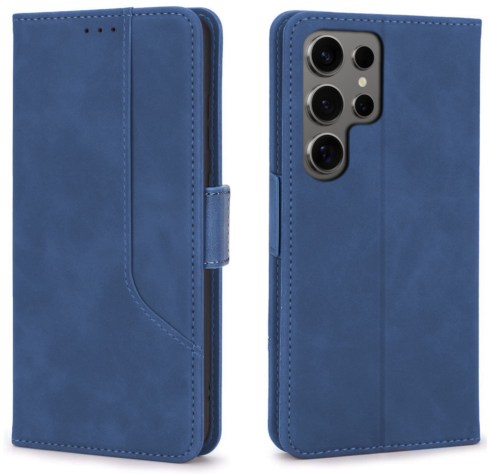 Стильный чехол-книжка из кожи для SAMSUNG S24 (не ULTRA/ FE/ PLUS!) с отделом для наличных, 3 слотами для карт и подставкой