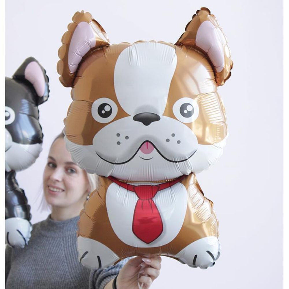Шар-фигура, фольга, Бульдог коричневый (FM), 28"/32 см х 18"/46 см (СГ-27)