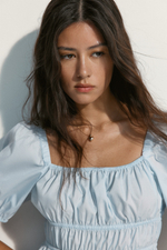 Платье из поплина с пышными рукавами — квадратный вырез, прямой крой - H&M