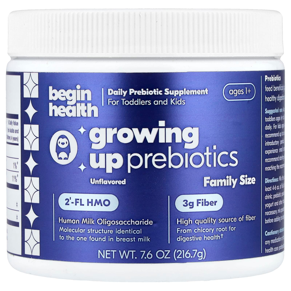 Begin Health, Kids, пребиотики для детей, от 1 года, без вкусовых добавок, 216,7 г (7,6 унции)