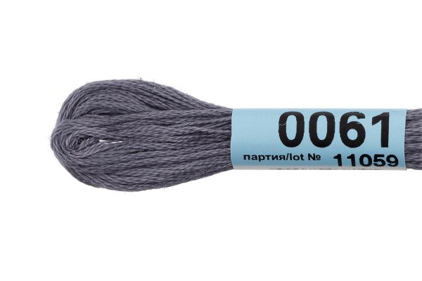 Мулине Gamma 100% хлопок, цв.0061 серый, 24 мотка по 8 метров
