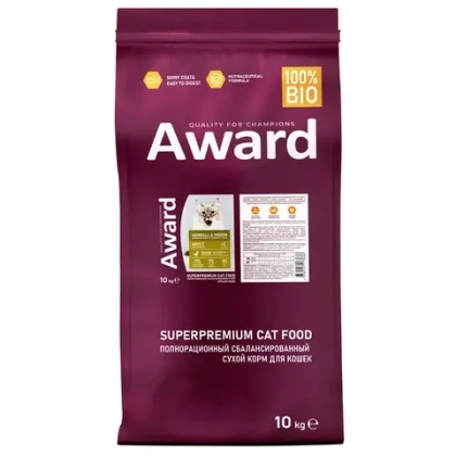 AWARD (Авард) Hairball & Indoor Сухой корм для взрослых кошек для выведения шерсти, утка/индейка