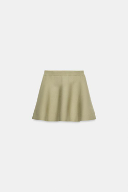 ZARA ТРИКОТАЖНАЯ МИНИ-ЮБКА, СВЕТЛО-БЕЖЕВЫЙ