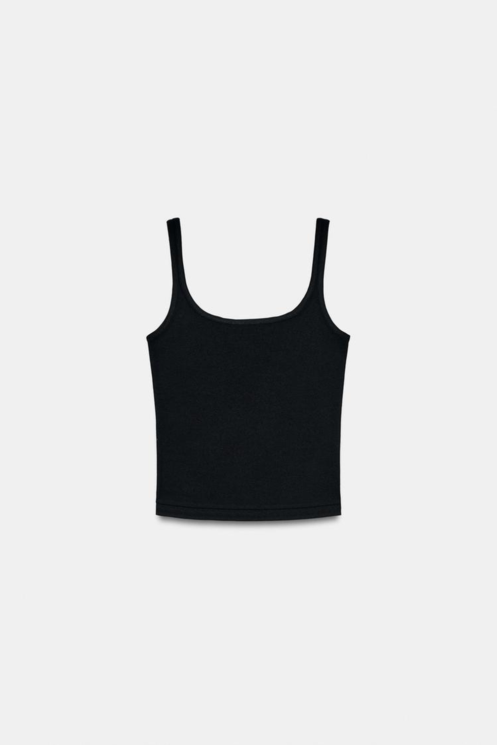ZARA ТОП НА БРЕТЕЛЯХ ИЗ ХЛОПКА И МОДАЛА, ЧЕРНЫЙ