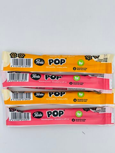 Лакрица Panda POP микс (4 шт. по 22 г) с начинками (клубника и сливочная ириска) 88 г (Из Финляндии)