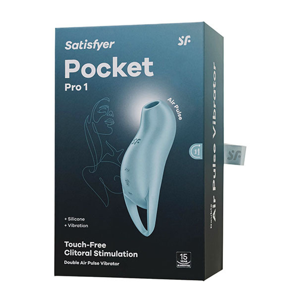 Голубой вакуум-волновой стимулятор клитора с вибрацией 13,9см Satisfyer Pocket Pro 1