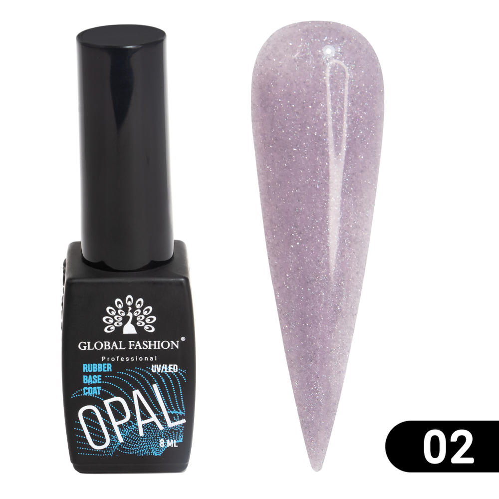 КАУЧУКОВАЯ БАЗА DISCO OPAL СВЕТООТРАЖАЮЩАЯ GLOBAL FASHION 8 МЛ, 02