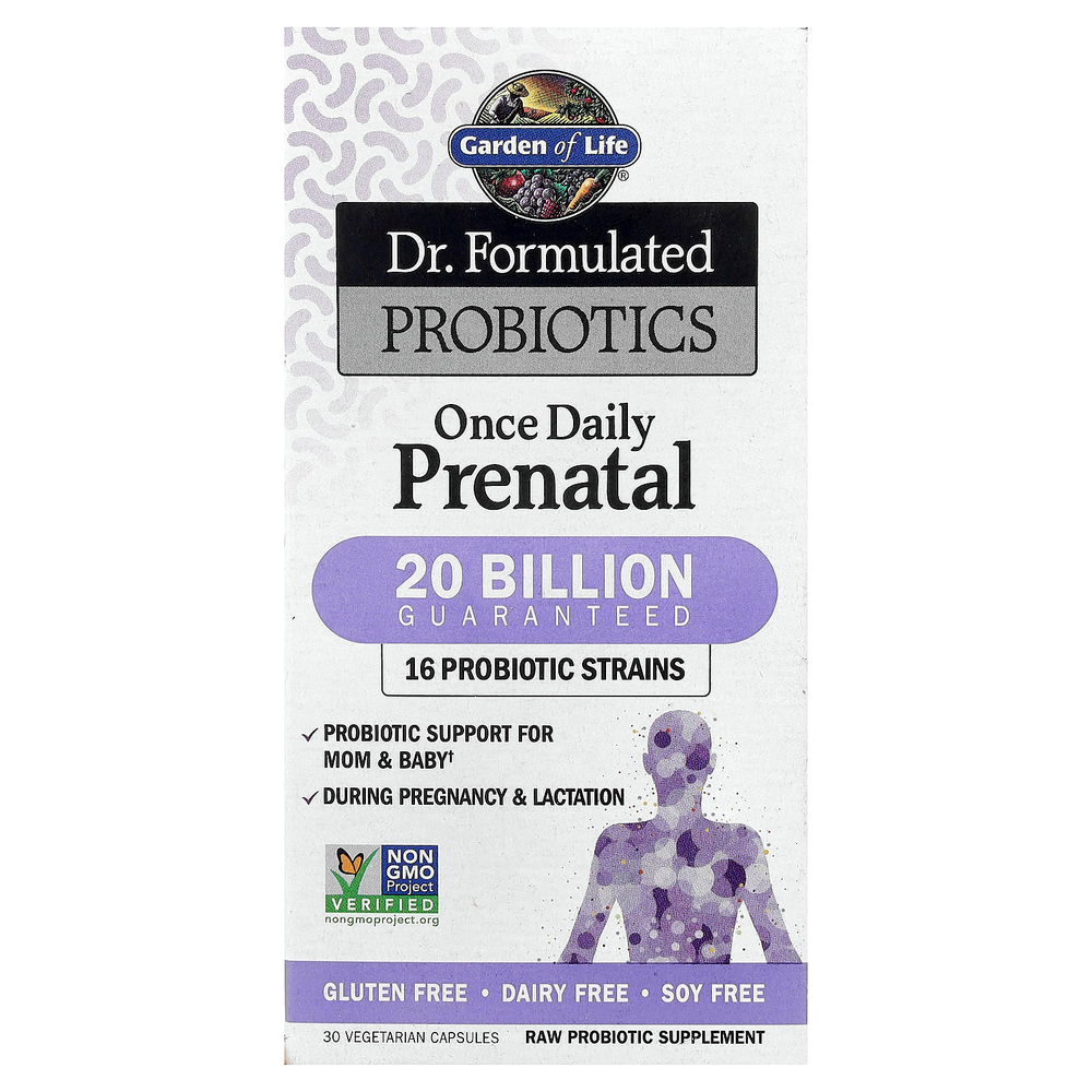 Garden of Life, Dr. Formulated Probiotics, пробиотики, одна таблетка в день во время беременности, 30 вегетарианских капсул