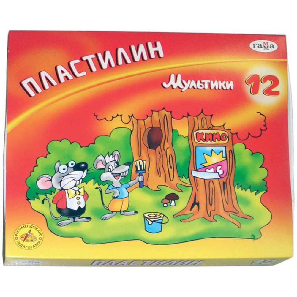 Пластилин классический "Мультики" 12 цветов, 240 г, со стеком (Гамма)